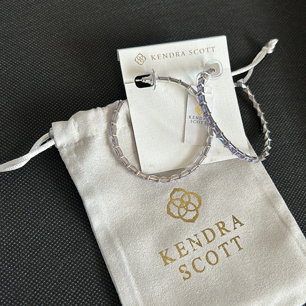 Kendra Scott- Thora Silver Hoop Earrings- Lilac Crystal
